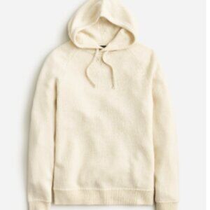 J. Crew Midweight cashmere raglan-sleeve hooded sweater HTHR Vanilla